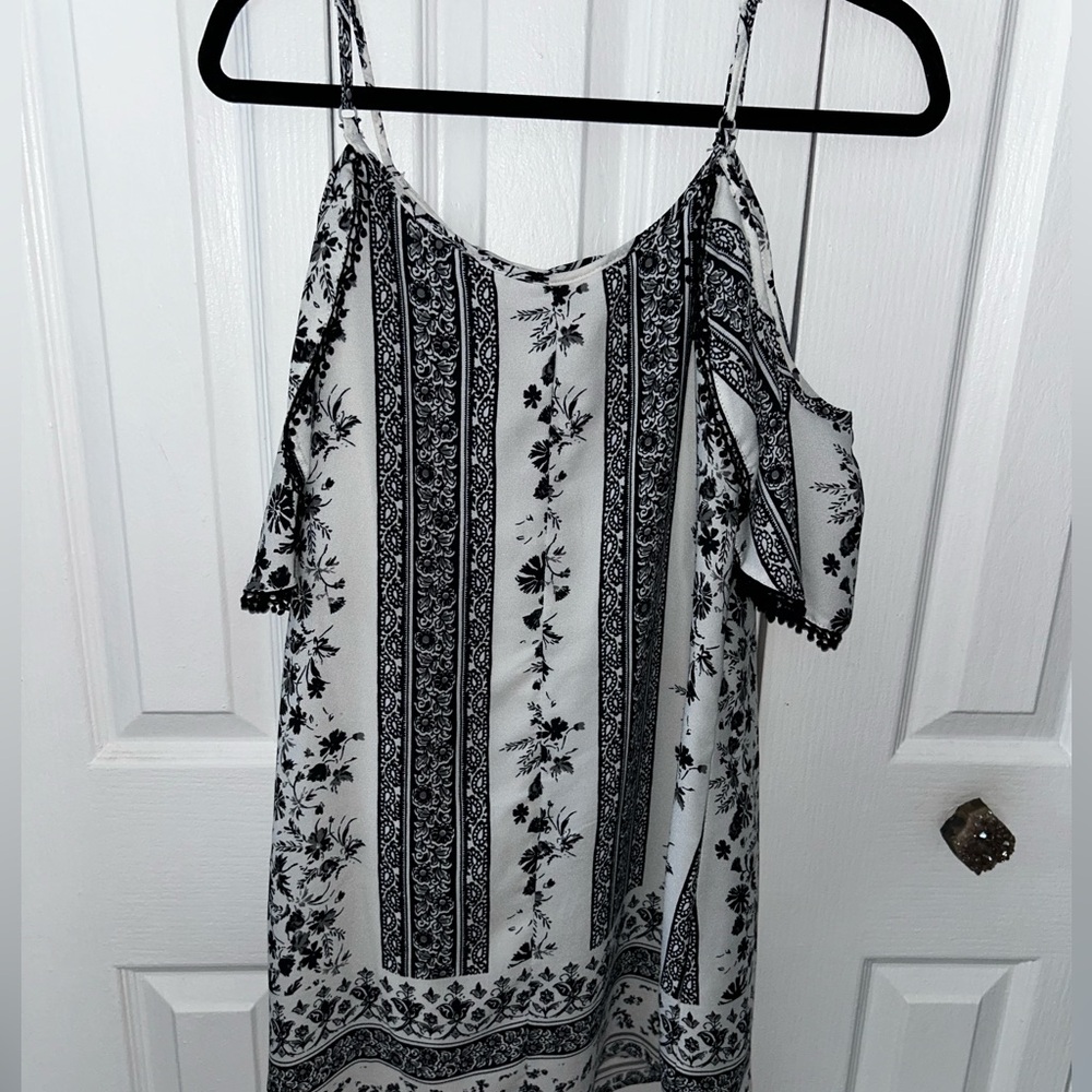 Black and white off the shoulder dress